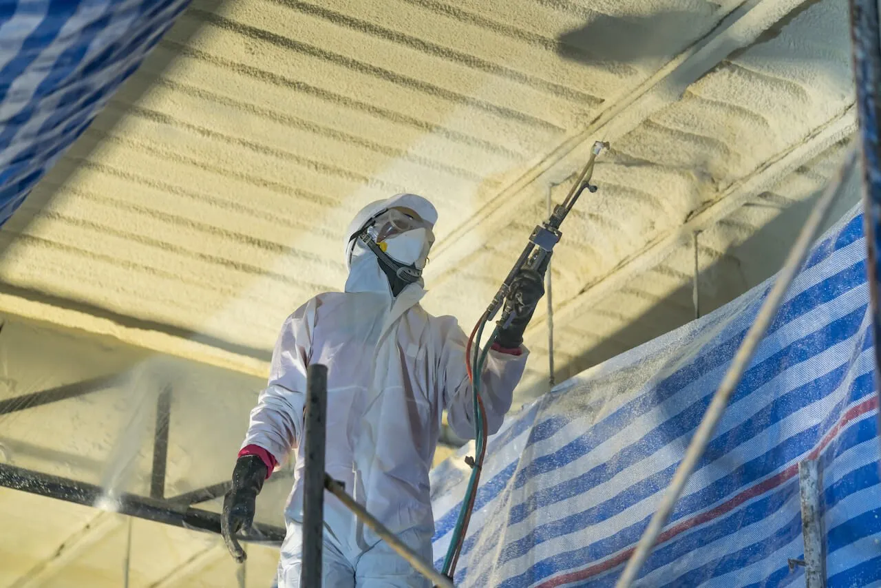 Protected work area prepared for insulation installation